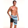 image:imageSILKWORLD Mens Swim Trunks with Compression Liner Quick Dry Board Shorts 9 Stretch Bathing Suits with 4Hole WaistbandP03 Sky Blue White Stripes