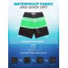 image:imageSILKWORLD Mens Swim Trunks with Compression Liner Quick Dry Board Shorts 9 Stretch Bathing Suits with 4Hole WaistbandP04 Black Green White Stripes
