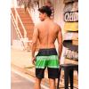 image:imageSILKWORLD Mens Swim Trunks with Compression Liner Quick Dry Board Shorts 9 Stretch Bathing Suits with 4Hole WaistbandP04 Black Green White Stripes