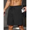 image:imageSILKWORLD Quick Dry 2 in 1 Mens Running Shorts with Zipper Pockets Drawstring Workout Shorts Lightweight Gym Athletic ShortsA00 All Black