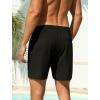 image:imageSILKWORLD Quick Dry Mens Swim Trunks with Compression Liner 7 inch Seesucker Bathing Suit Casual Shorts for Pool BeachBlack