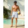 image:imageSILKWORLD Quick Dry Mens Swim Trunks with Compression Liner 7 inch Seesucker Bathing Suit Casual Shorts for Pool BeachBlue Stripe With Pink Anchor