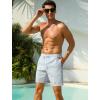 image:imageSILKWORLD Quick Dry Mens Swim Trunks with Compression Liner 7 inch Seesucker Bathing Suit Casual Shorts for Pool BeachBlue Stripe With Pink Anchor