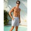 image:imageSILKWORLD Quick Dry Mens Swim Trunks with Compression Liner 7 inch Seesucker Bathing Suit Casual Shorts for Pool BeachBlue Stripe With Pink Anchor
