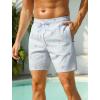 image:imageSILKWORLD Quick Dry Mens Swim Trunks with Compression Liner 7 inch Seesucker Bathing Suit Casual Shorts for Pool BeachBlue Stripe With Pink Anchor