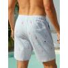 image:imageSILKWORLD Quick Dry Mens Swim Trunks with Compression Liner 7 inch Seesucker Bathing Suit Casual Shorts for Pool BeachBlue Stripe With Pink Anchor
