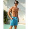 image:imageSILKWORLD Quick Dry Mens Swim Trunks with Compression Liner 7 inch Seesucker Bathing Suit Casual Shorts for Pool BeachBlue Tropical Plants