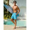 image:imageSILKWORLD Quick Dry Mens Swim Trunks with Compression Liner 7 inch Seesucker Bathing Suit Casual Shorts for Pool BeachBlue Tropical Plants