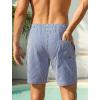 image:imageSILKWORLD Quick Dry Mens Swim Trunks with Compression Liner 7 inch Seesucker Bathing Suit Casual Shorts for Pool BeachBlue White Strip
