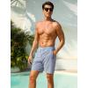 image:imageSILKWORLD Quick Dry Mens Swim Trunks with Compression Liner 7 inch Seesucker Bathing Suit Casual Shorts for Pool BeachBlue White Strip