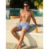 image:imageSILKWORLD Quick Dry Mens Swim Trunks with Compression Liner 7 inch Seesucker Bathing Suit Casual Shorts for Pool BeachBlue White Strip