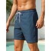 image:imageSILKWORLD Quick Dry Mens Swim Trunks with Compression Liner 7 inch Seesucker Bathing Suit Casual Shorts for Pool BeachCopenblue Vertical Strip