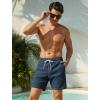 image:imageSILKWORLD Quick Dry Mens Swim Trunks with Compression Liner 7 inch Seesucker Bathing Suit Casual Shorts for Pool BeachCopenblue Vertical Strip