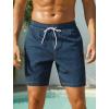 image:imageSILKWORLD Quick Dry Mens Swim Trunks with Compression Liner 7 inch Seesucker Bathing Suit Casual Shorts for Pool BeachCopenblue Vertical Strip