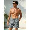 image:imageSILKWORLD Quick Dry Mens Swim Trunks with Compression Liner 7 inch Seesucker Bathing Suit Casual Shorts for Pool BeachGray