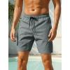 image:imageSILKWORLD Quick Dry Mens Swim Trunks with Compression Liner 7 inch Seesucker Bathing Suit Casual Shorts for Pool BeachGray