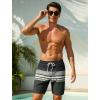 image:imageSILKWORLD Quick Dry Mens Swim Trunks with Compression Liner 7 inch Seesucker Bathing Suit Casual Shorts for Pool BeachGraywhite Horizontal Stripe
