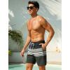 image:imageSILKWORLD Quick Dry Mens Swim Trunks with Compression Liner 7 inch Seesucker Bathing Suit Casual Shorts for Pool BeachGraywhite Horizontal Stripe
