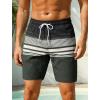 image:imageSILKWORLD Quick Dry Mens Swim Trunks with Compression Liner 7 inch Seesucker Bathing Suit Casual Shorts for Pool BeachGraywhite Horizontal Stripe