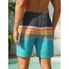 image:imageSILKWORLD Quick Dry Mens Swim Trunks with Compression Liner 7 inch Seesucker Bathing Suit Casual Shorts for Pool BeachMulticolor Horizontal Stripes