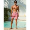 image:imageSILKWORLD Quick Dry Mens Swim Trunks with Compression Liner 7 inch Seesucker Bathing Suit Casual Shorts for Pool BeachRed Pink Vertical Stripe