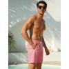 image:imageSILKWORLD Quick Dry Mens Swim Trunks with Compression Liner 7 inch Seesucker Bathing Suit Casual Shorts for Pool BeachRed Pink Vertical Stripe