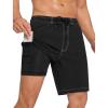 image:imageSILKWORLD Mens Swim Trunks with Compression Liner Quick Dry Board Shorts 9 Stretch Bathing Suits with 4Hole WaistbandA00 Black