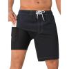 image:imageSILKWORLD Mens Swim Trunks with Compression Liner Quick Dry Board Shorts 9 Stretch Bathing Suits with 4Hole WaistbandA01charcoal Gray