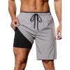 image:imageSILKWORLD Quick Dry 2 in 1 Mens Running Shorts with Zipper Pockets Drawstring Workout Shorts Lightweight Gym Athletic ShortsA01 Light Grey