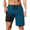 image:imageSILKWORLD Quick Dry 2 in 1 Mens Running Shorts with Zipper Pockets Drawstring Workout Shorts Lightweight Gym Athletic ShortsA02 Copen Blue