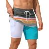 image:imageSILKWORLD Quick Dry Mens Swim Trunks with Compression Liner 7 inch Seesucker Bathing Suit Casual Shorts for Pool BeachMulticolor Horizontal Stripes