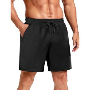 image:imageSILKWORLD Mens Running Shorts 6 Athletic Workout Casual Sweat Shorts Cotton Blend Breathable Jogger Shorts with PocketsBlack