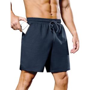 image:imageSILKWORLD Mens Running Shorts 6 Athletic Workout Casual Sweat Shorts Cotton Blend Breathable Jogger Shorts with PocketsDark Navy