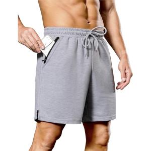 image:imageSILKWORLD Mens Running Shorts 6 Athletic Workout Casual Sweat Shorts Cotton Blend Breathable Jogger Shorts with PocketsLight Heather Grey