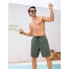 image:imageSILKWORLD Mens Swim Trunks with Compression Liner Quick Dry Bathing Suit 9 Swimming Beach Shorts with Zip Cargo PocketArmy Green