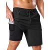 image:imageSILKWORLD Mens Swim Trunks with Compression Liner Quick Dry Bathing Suit 9 Swimming Beach Shorts with Zip Cargo PocketBlack