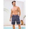image:imageSILKWORLD Mens Swim Trunks with Compression Liner Quick Dry Bathing Suit 9 Swimming Beach Shorts with Zip Cargo PocketBlackgray Tribal Print