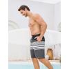 image:imageSILKWORLD Mens Swim Trunks with Compression Liner Quick Dry Bathing Suit 9 Swimming Beach Shorts with Zip Cargo PocketBlackwhitegray Stripes