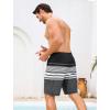 image:imageSILKWORLD Mens Swim Trunks with Compression Liner Quick Dry Bathing Suit 9 Swimming Beach Shorts with Zip Cargo PocketBlackwhitegray Stripes