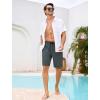 image:imageSILKWORLD Mens Swim Trunks with Compression Liner Quick Dry Bathing Suit 9 Swimming Beach Shorts with Zip Cargo PocketDark Grey