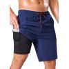 image:imageSILKWORLD Mens Swim Trunks with Compression Liner Quick Dry Bathing Suit 9 Swimming Beach Shorts with Zip Cargo PocketNavy