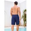 image:imageSILKWORLD Mens Swim Trunks with Compression Liner Quick Dry Bathing Suit 9 Swimming Beach Shorts with Zip Cargo PocketNavy