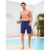 image:imageSILKWORLD Mens Swim Trunks with Compression Liner Quick Dry Bathing Suit 9 Swimming Beach Shorts with Zip Cargo PocketNavy