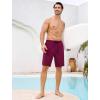 image:imageSILKWORLD Mens Swim Trunks with Compression Liner Quick Dry Bathing Suit 9 Swimming Beach Shorts with Zip Cargo PocketWine Red