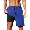image:imageSILKWORLD Quick Dry Mens 2 in 1 Running Shorts with Zip Pocket 7 Workout Gym Athletic Shorts Lightweight Training ShortsRoyal Blue