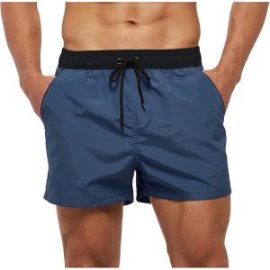 image:imageSILKWORLD Mens Quick Dry Swim Trunks Solid Swimsuit Sports Shorts with Zipper Pockets840light Navyback Zip