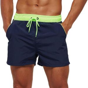 image:imageSILKWORLD Mens Quick Dry Swim Trunks Solid Swimsuit Sports Shorts with Zipper Pockets840navyback Zip