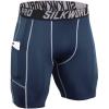 image:imageSILKWORLD Mens Compression Shorts Pockets Sports Running TightNavygrey StripePack of 1