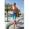 image:imageSILKWORLD Mens Swim Trunks with Compression Liner 2 in 1 Quick Dry Bathing Suit Beach Shorts with Zipper PocketsBlue white green