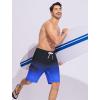 image:imageSILKWORLD Mens Swim Trunks with Compression Liner QuickDry 10 Stretch Beach ShortsBlack Blue Gradient